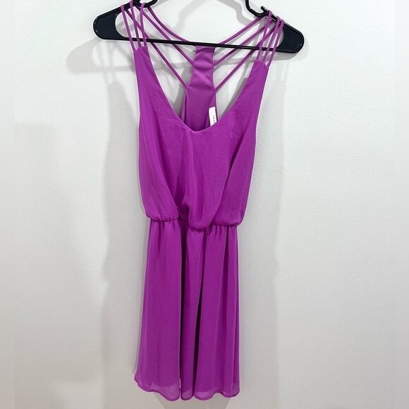 Lush mauve triple strap racerback chiffon dress size medium - Picture 4 of 7